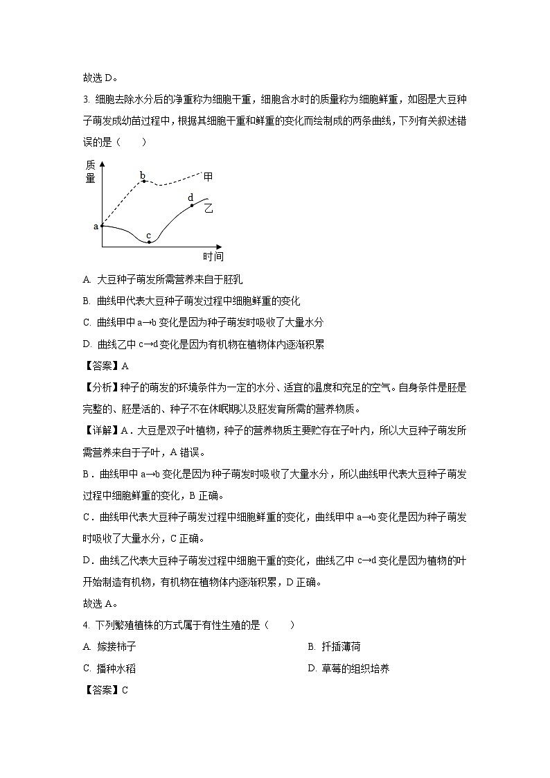 2023-2024学年山东省枣庄市市中区八年级(上)期中联合教研质量监测生物试卷(解析版)第2页