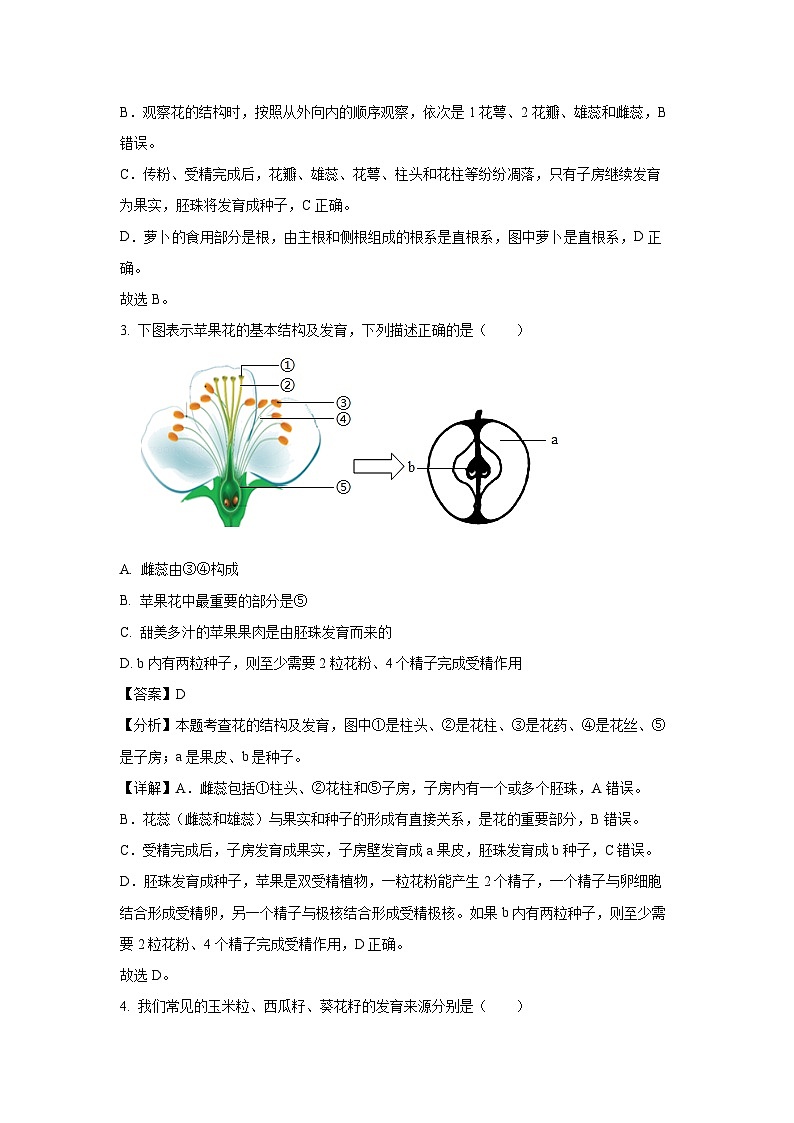2023-2024学年山东省济宁市微山县八年级(上)期中学生物试卷(解析版)第2页