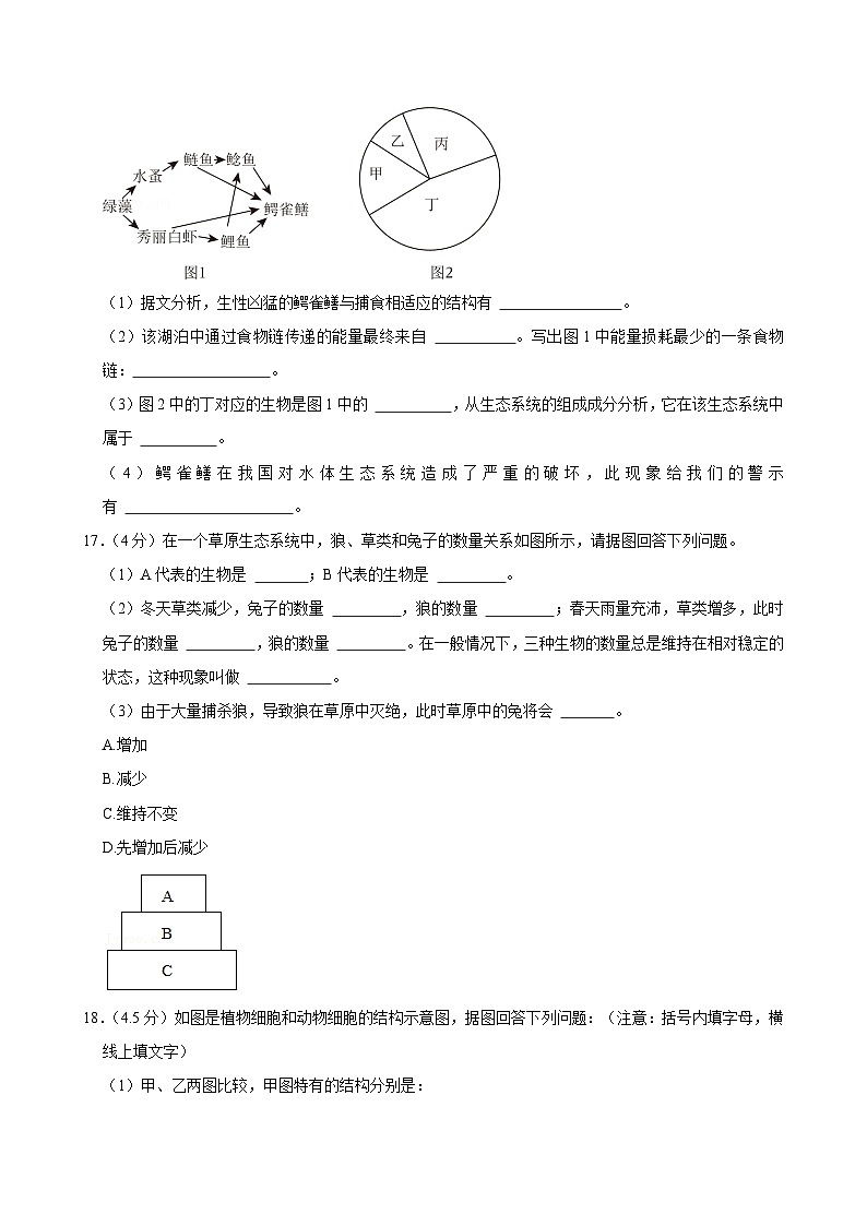 江苏省南通市海安市13校2024-2025学年联考七年级上学期期中生物试卷第3页