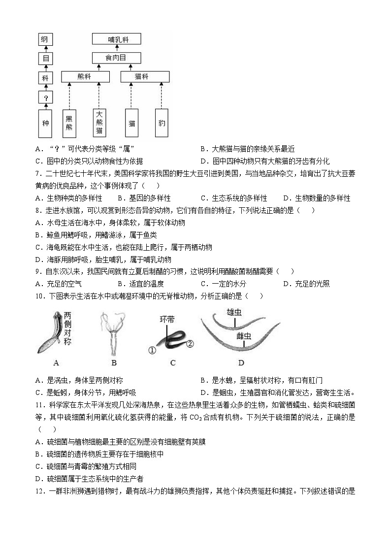 山东省聊城临清市2024-2025学年八年级上学期期中生物试题第2页