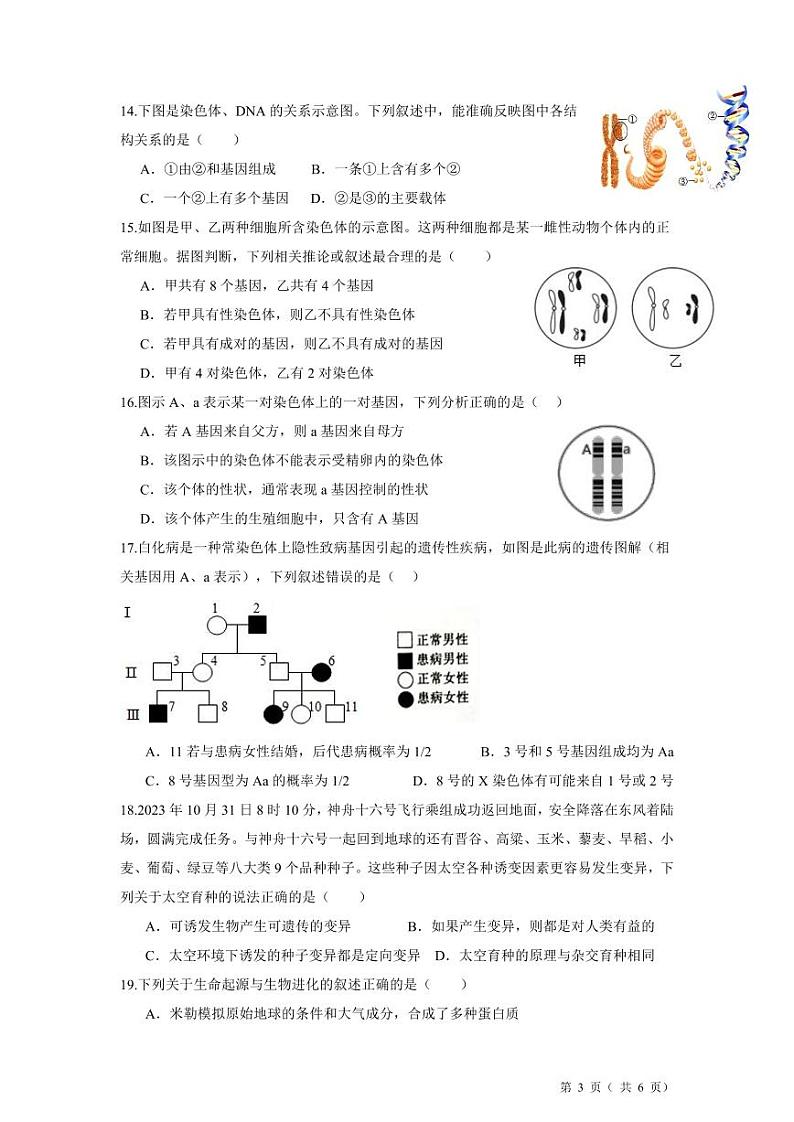 初二生物试题 第3页