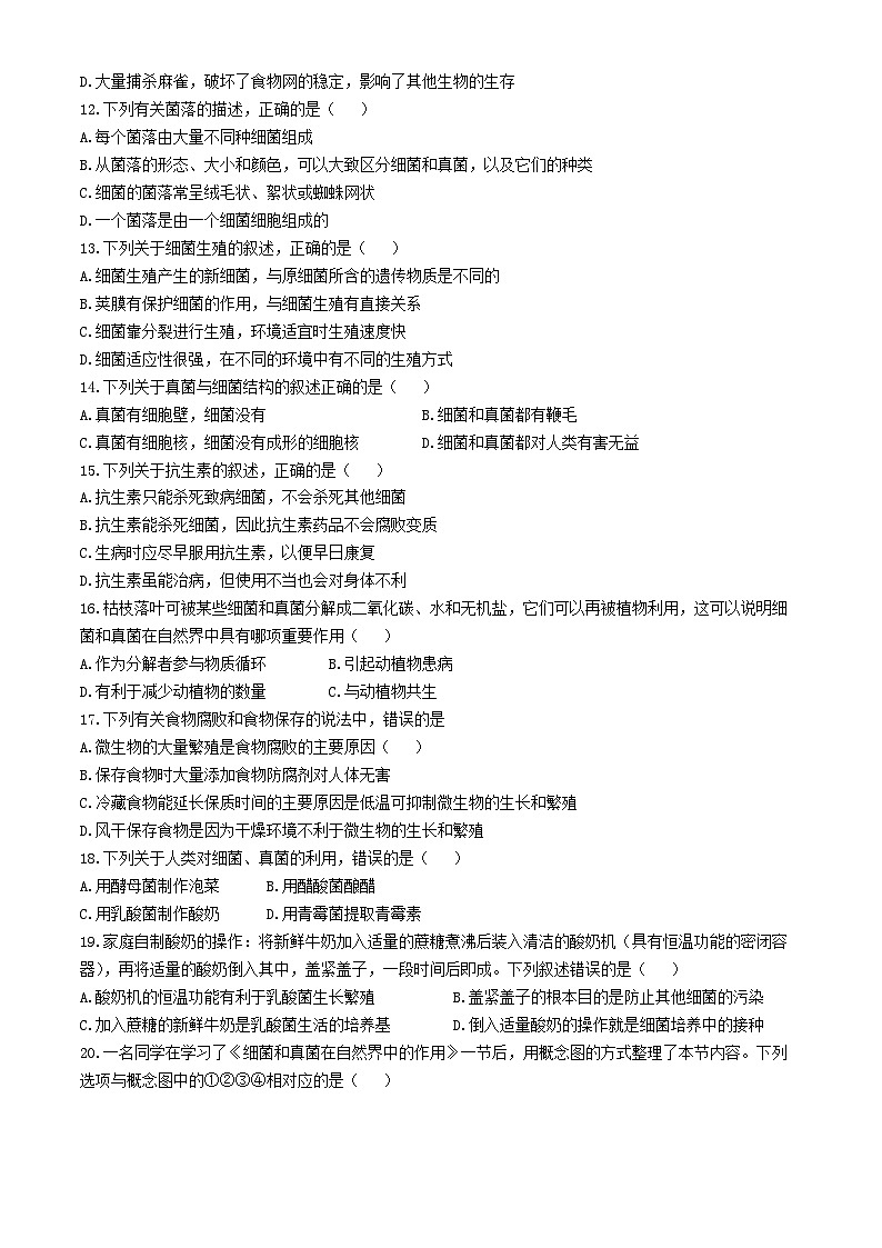 四川省眉山市洪雅县2024-2025学年八年级上学期期中生物学试题第3页