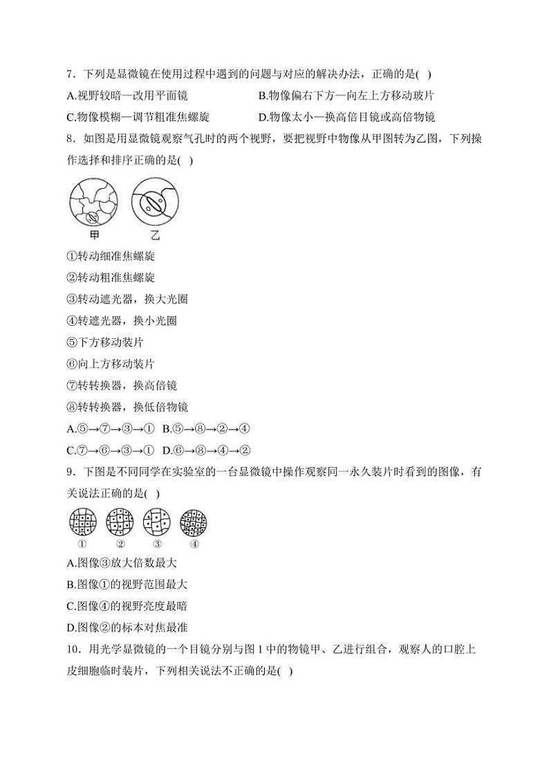 山东省滨州市博兴县2024～2025学年七年级(上)期中生物试卷(含答案)第2页