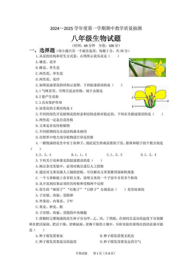 2024八上期中第1页