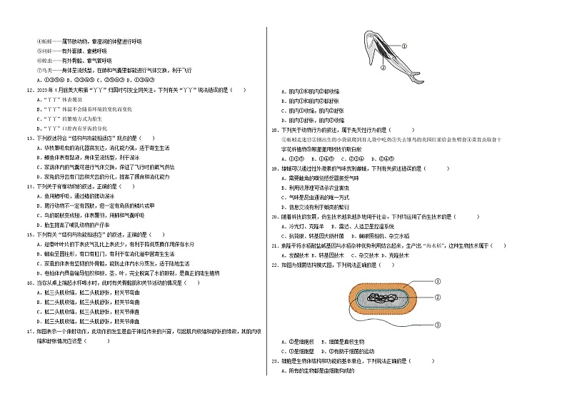 八年级生物第三次卷【测试范围：人教版八上全册】（考试版A3）（湖南专用）第2页