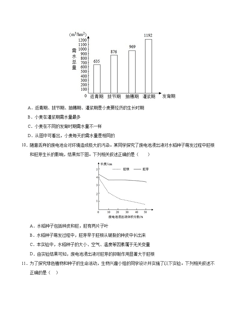 八年级生物第三次月考卷【测试范围：八上全部】（考试版A4）（冀少版）第3页