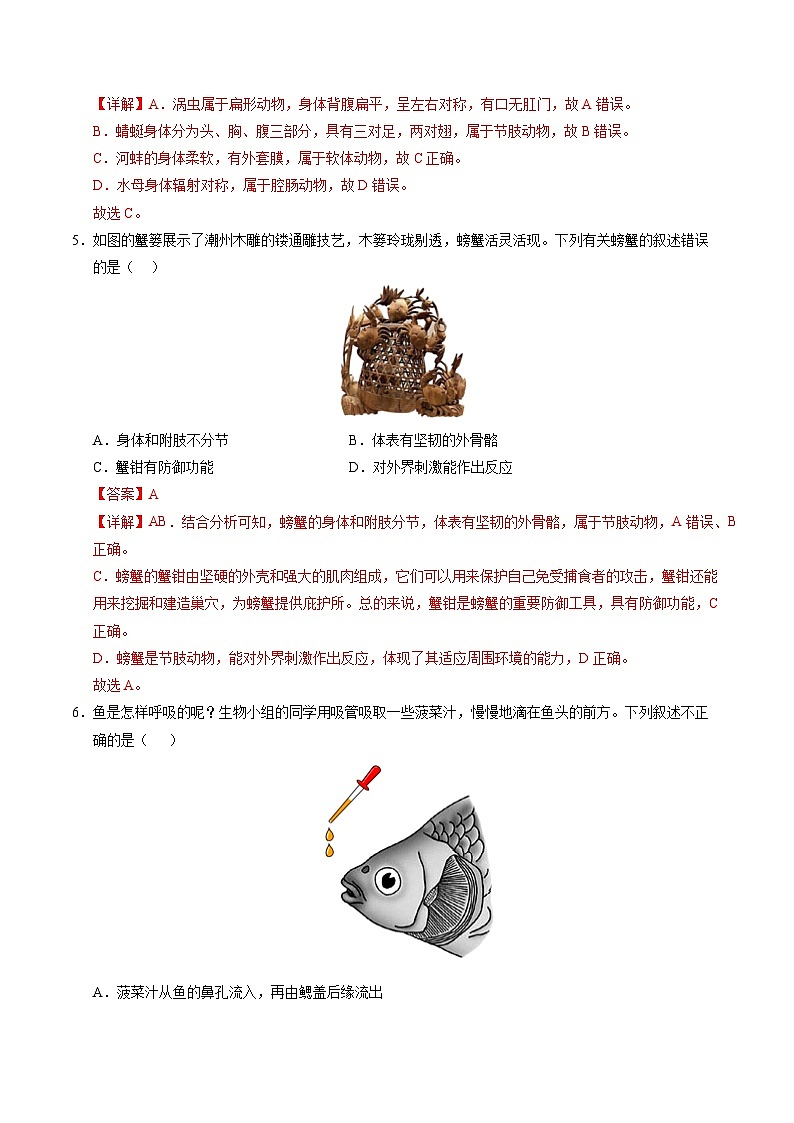 八年级生物第三次月考卷（全解全析）（广州专用）第3页