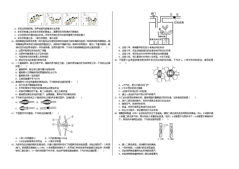 八年级生物第三次月考卷【测试范围：苏科版第15~20章】（考试版A3）第2页