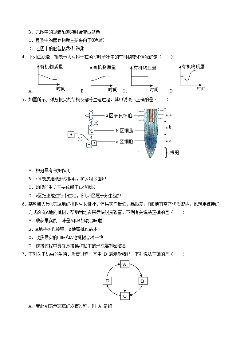 八年级生物第三次月考【测试范围：第一章~第四章第一节】（山东专用）（A4考试版）第2页