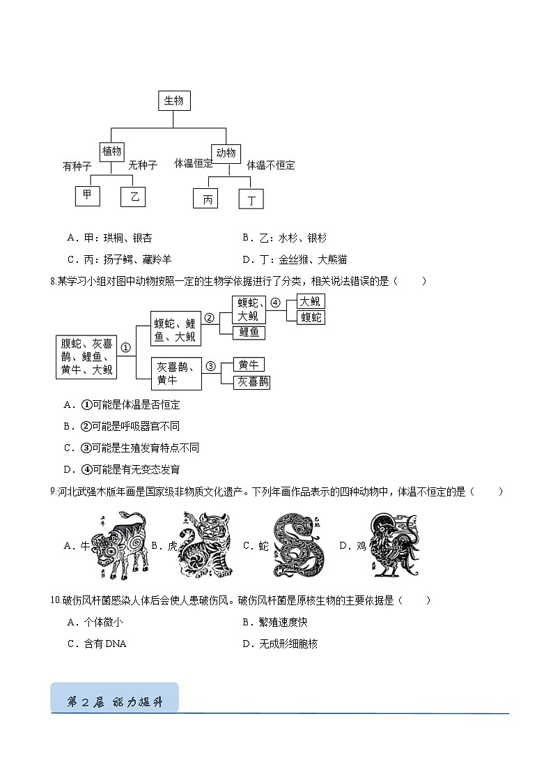 2.4.1 尝试对生物进行分类（分层培优练）（原卷版）第2页