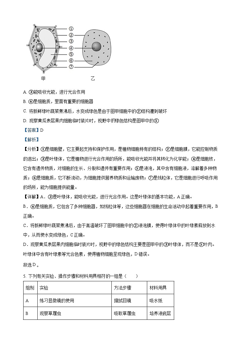 河北省唐山市滦南县2024-2025学年七年级上学期期中生物学试题（解析版）-A4第3页