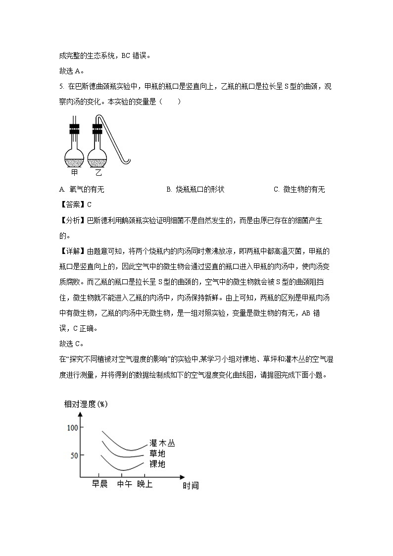 2024~2025学年江苏省淮安市金湖县七年级(上)期中生物试卷(解析版)第3页
