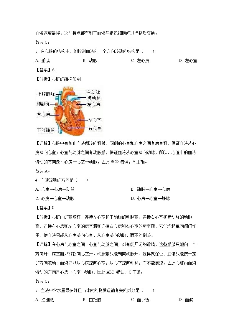 2023~2024学年江苏省宿迁市中心城区八年级(上)12月月考生物试卷(解析版)第2页
