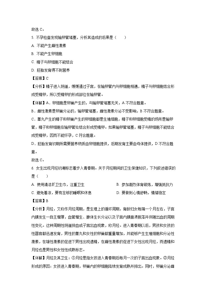 2023~2024学年山东省烟台市栖霞市七年级(上)期中生物试卷(解析版)第3页