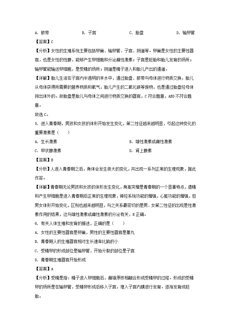 2023~2024学年山东省威海市经济技术开发区经区初中期中联考七年级(上)期中生物试卷(解析版)第3页