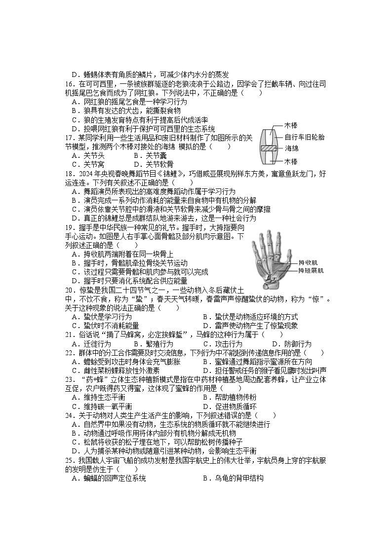 期中考试 八年级生物 排2第3页