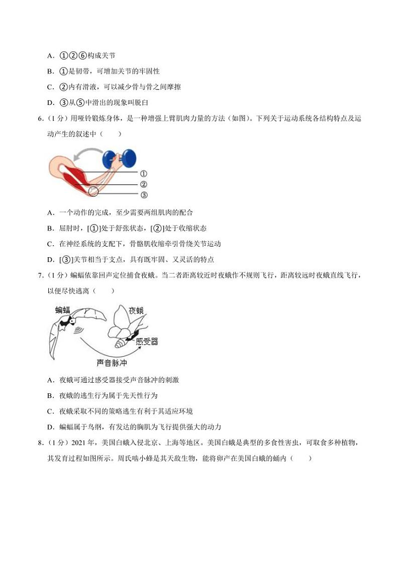 河南省郑州市第四中学2022～2023学年八年级(上)期中生物试卷(原卷版+解析版)第2页