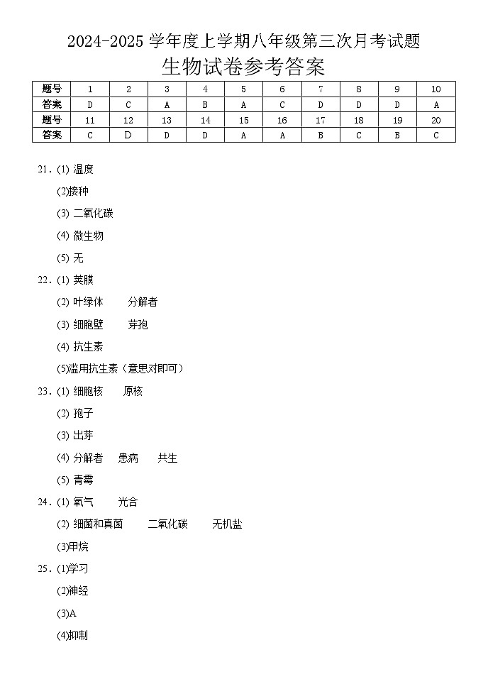 八年级生物答案(1)(1)第1页