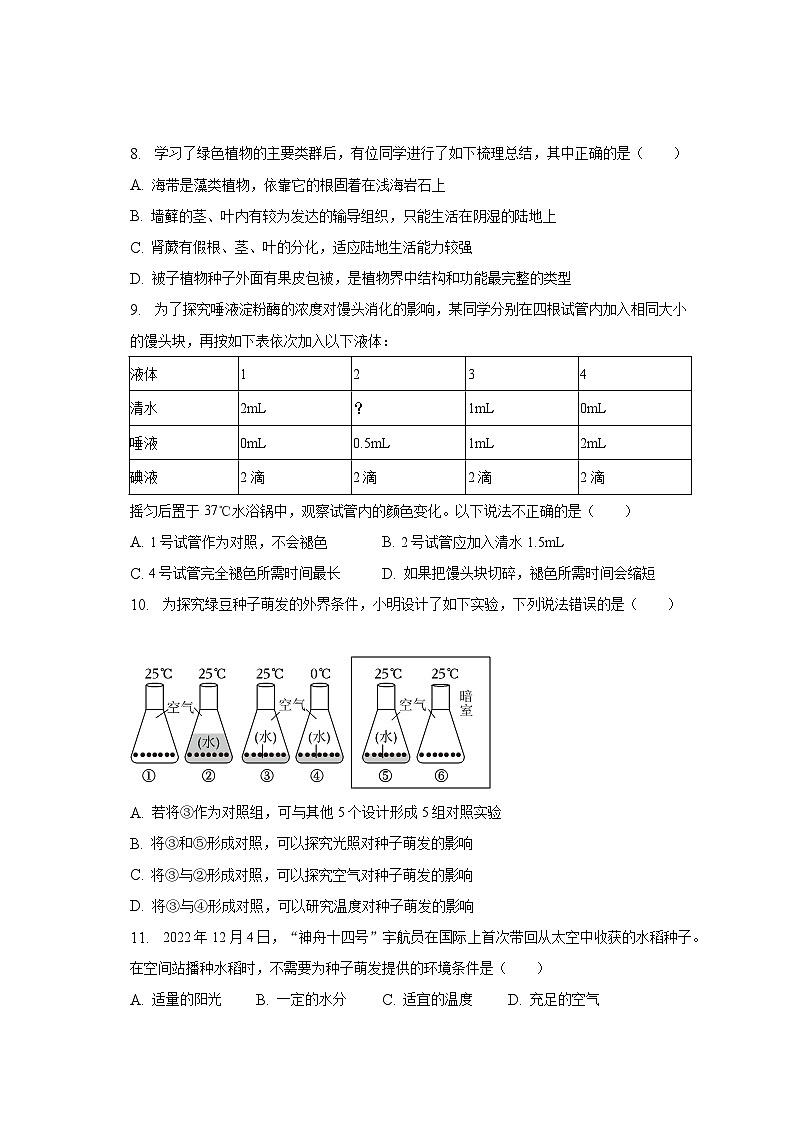 2023年广东省广州市南沙区中考生物二模试卷（含答案）第3页