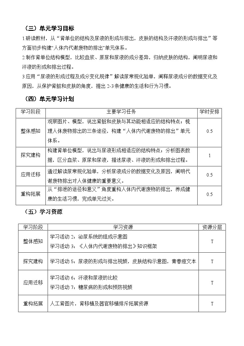 3.4人体内代谢废物的排出-导学案-2023-2024学年济南版生物七年级下册第3页