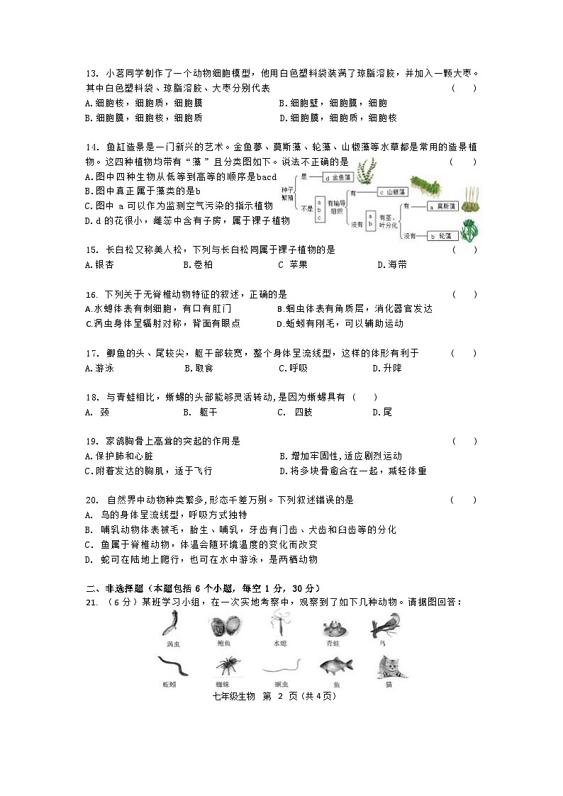 赫行联考七上生物第2页