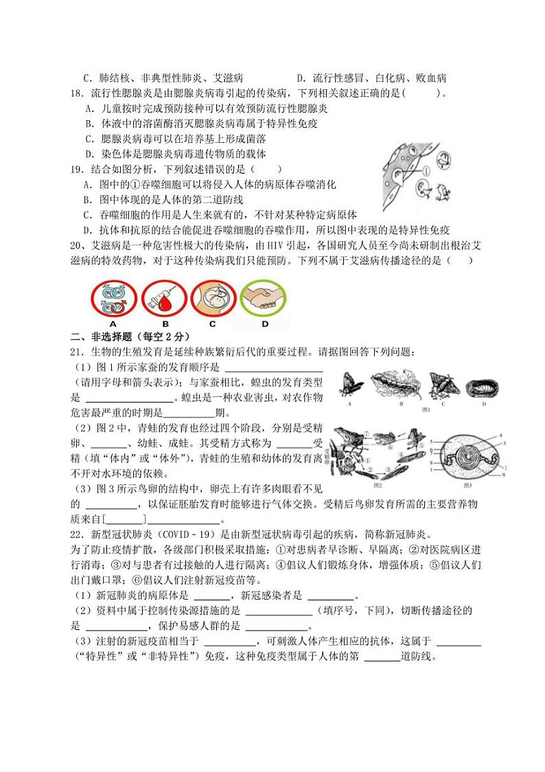 2024～2025学年四川省眉山市东坡区苏辙中学八年级(上)期中生物试卷(含答案)第3页