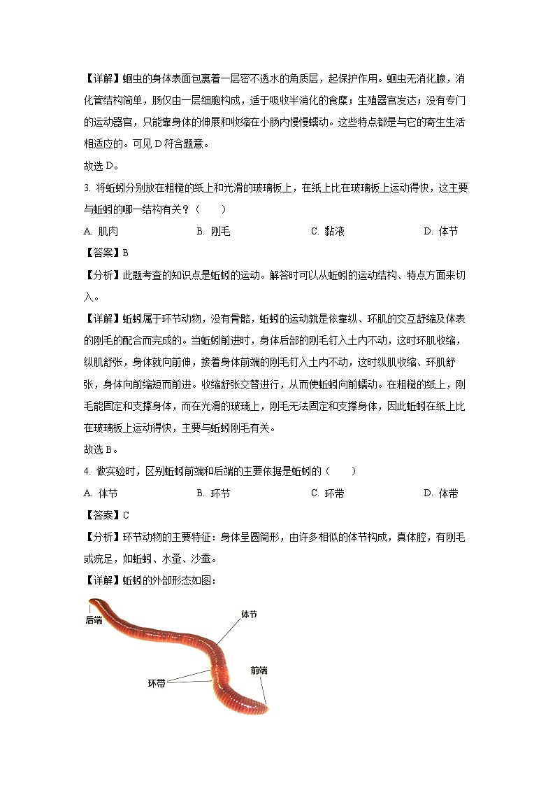 云南省开远市第一中学校2024-2025学年八年级上学期期中生物试卷（解析版）第2页