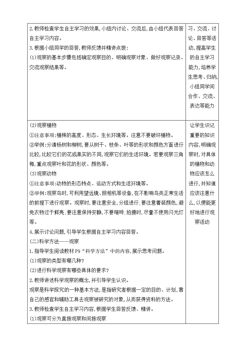 人教版生物七年级上册 1.1.1 观察周边环境中的生物 教案第2页