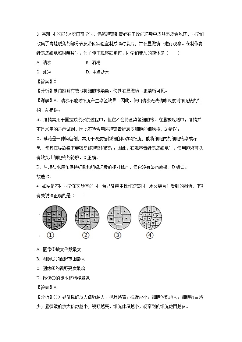 2024-2025学年甘肃省平凉市庄浪县七年级(上)期中生物试卷(解析版)第2页