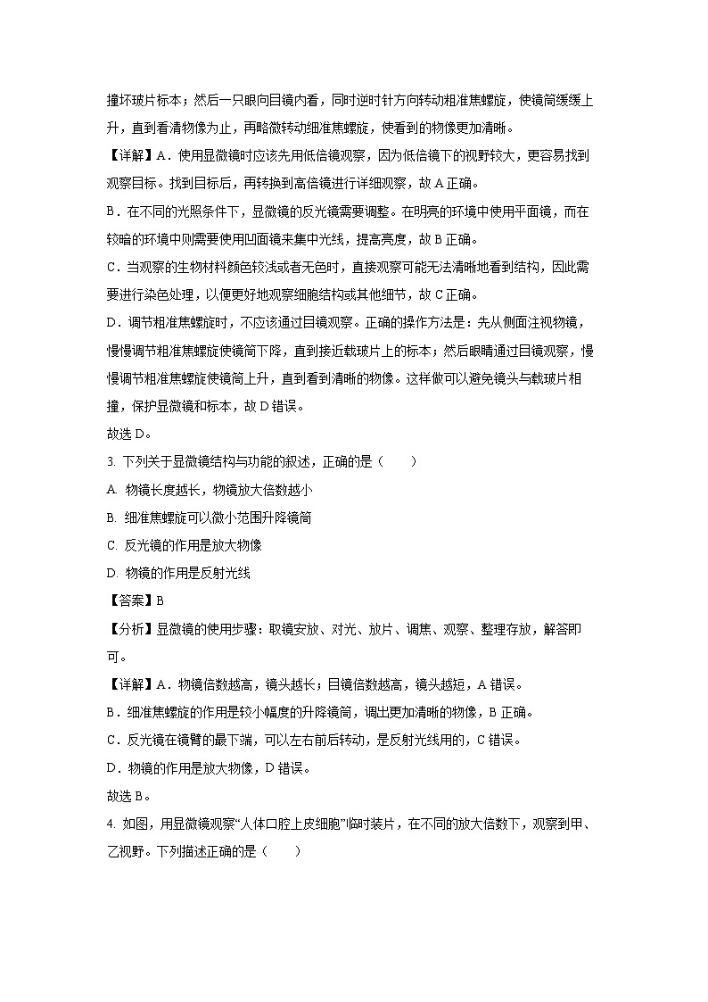 2024-2025学年河南省洛阳市嵩县七年级(上)期中生物试卷(解析版)第2页