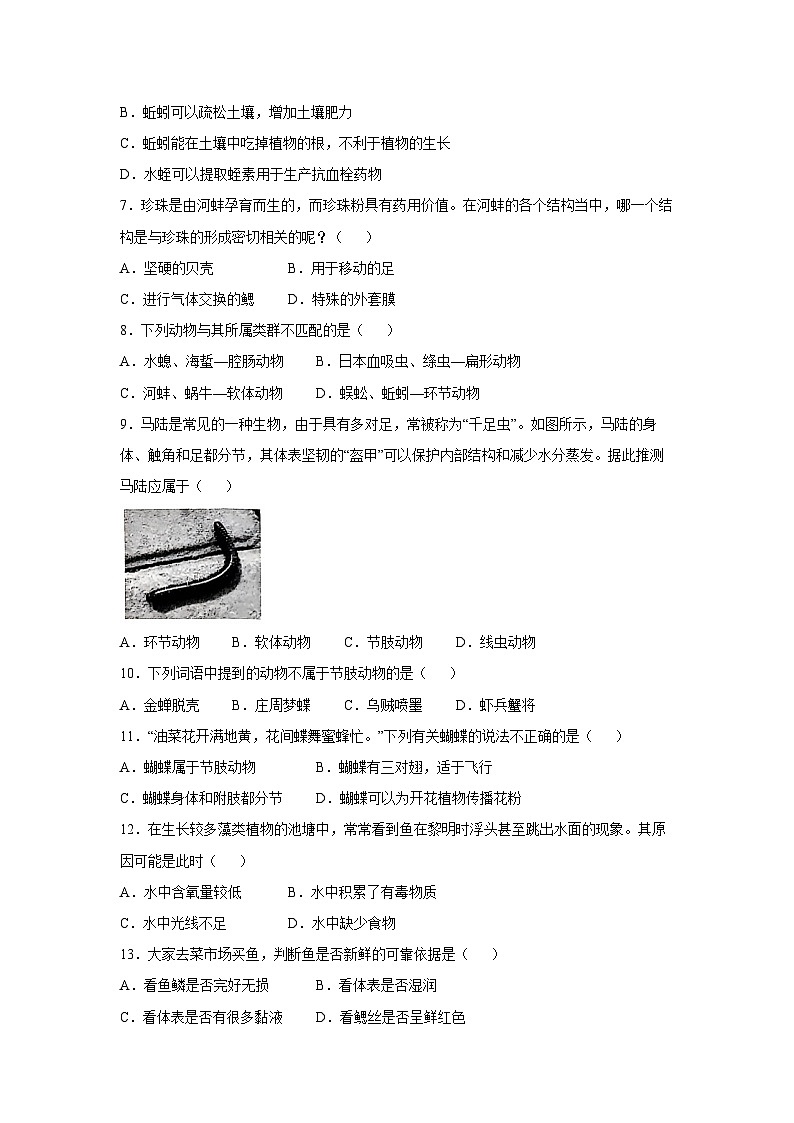 2024-2025学年云南省昭通市昭阳区八年级(上)期中生物试卷第2页