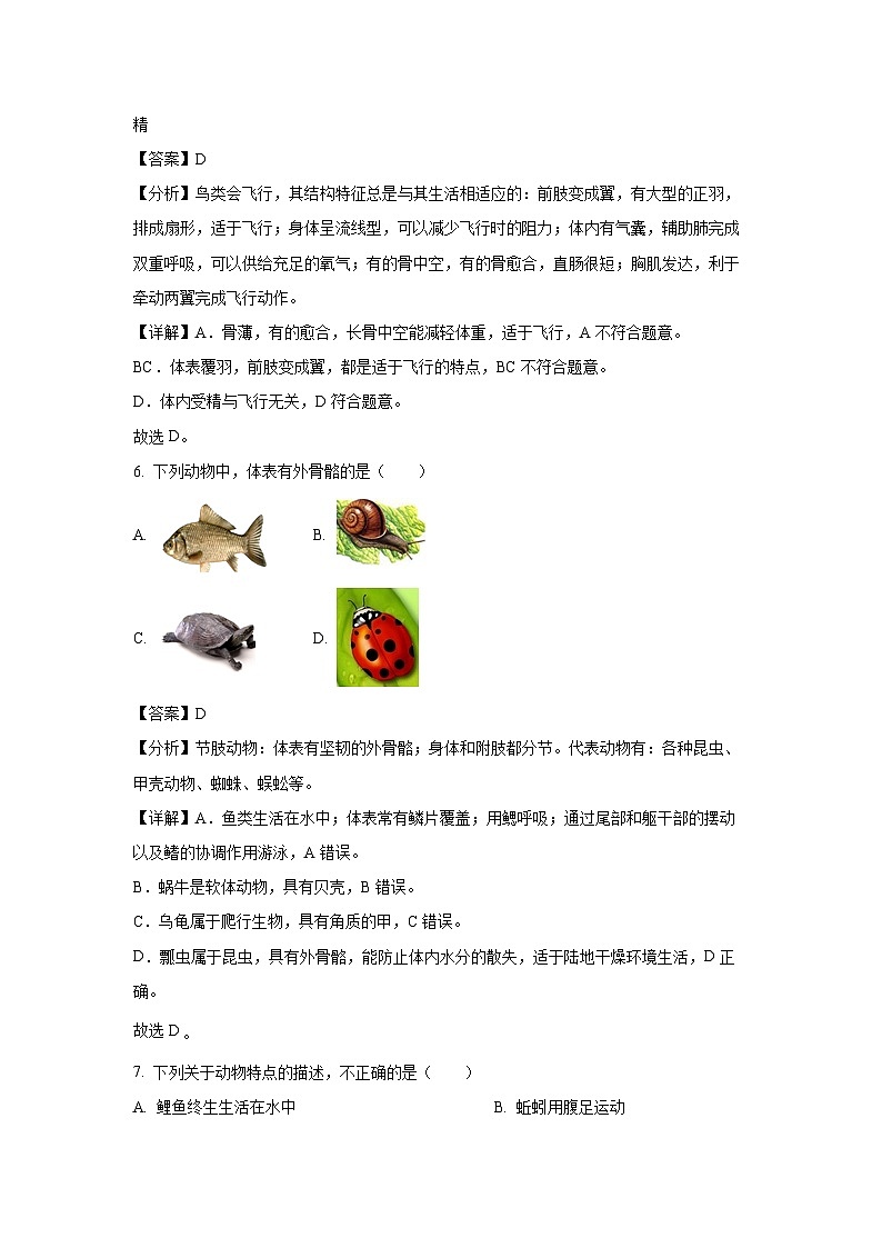 2023-2024学年云南省昆明市尚品书院学校八年级(上)期中生物试卷(解析版)第3页