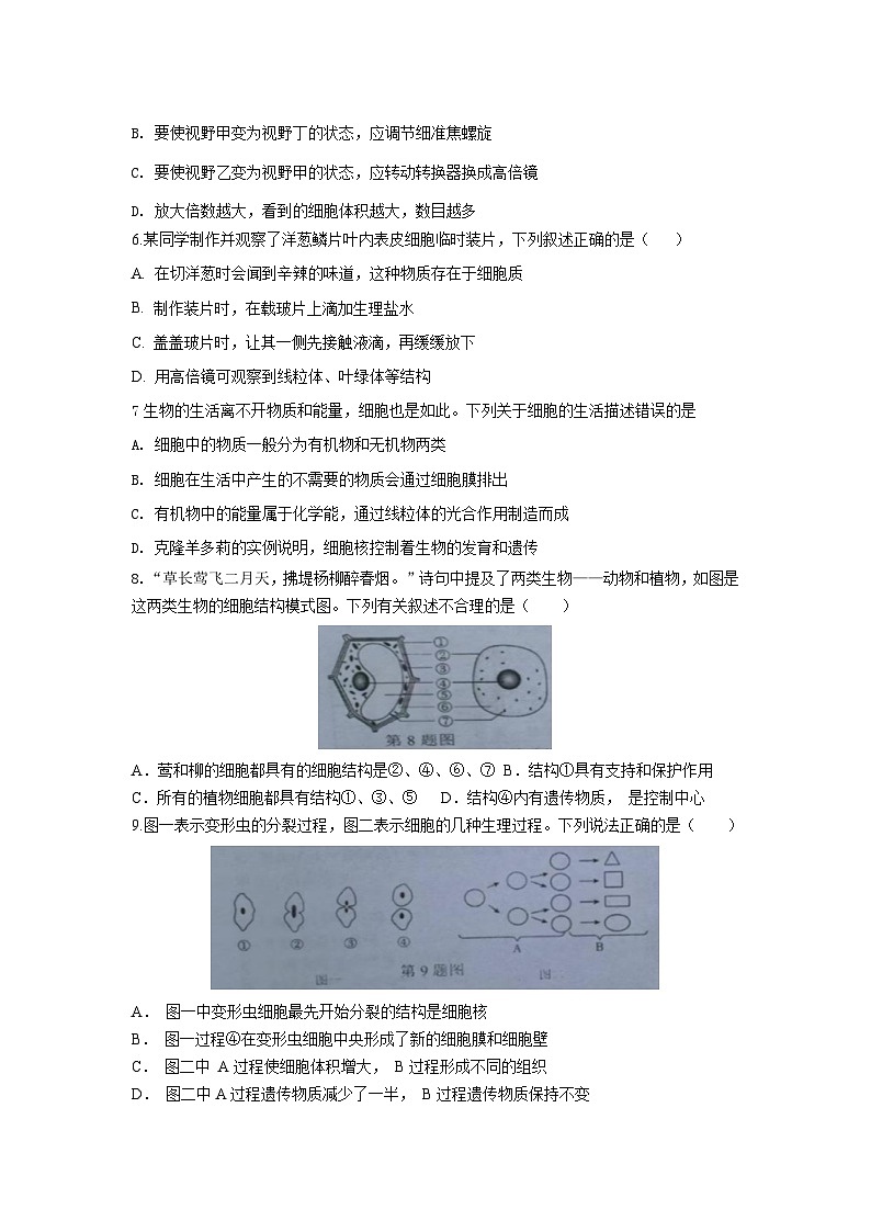 河南省郑州市第一二一中学2024-2025学年七年级上学期生物期末模拟测试第2页
