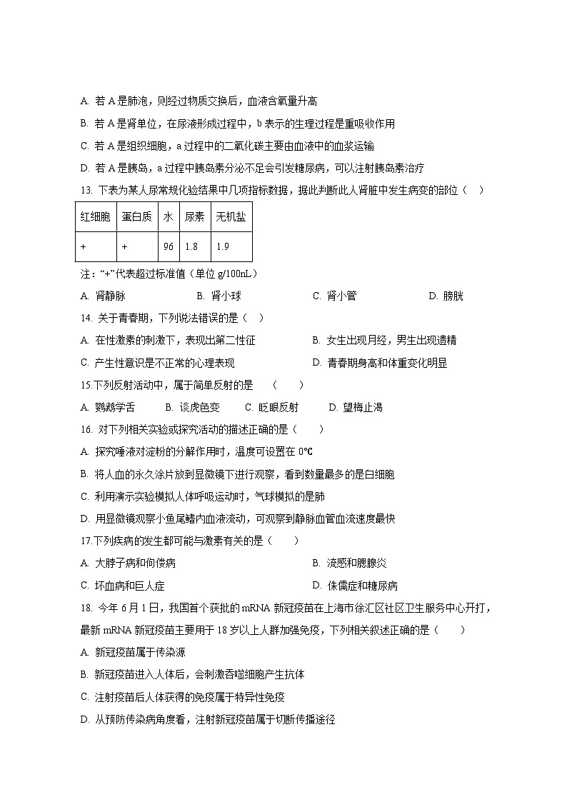 2024-2025学年江西省丰城市七年级下学期6月期末生物质量检测试题（含答案）第3页