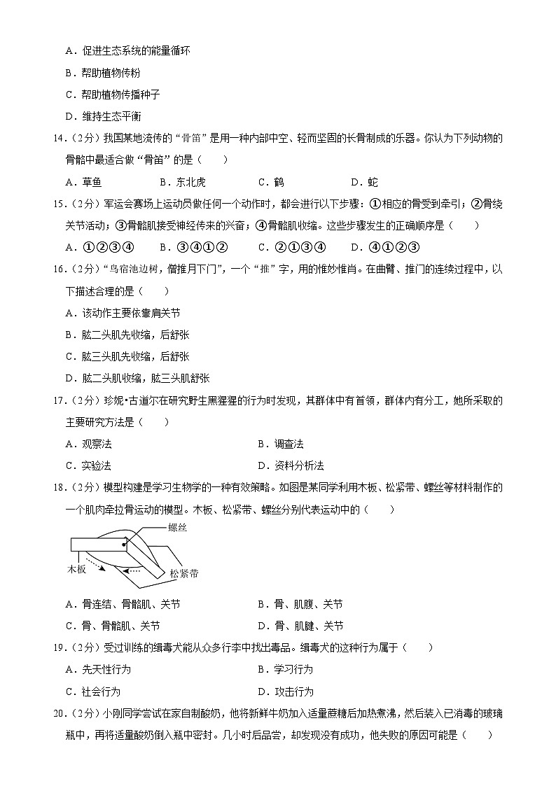 湖南省长沙市宁乡市六校联考2024-2025学年八年级上学期期中生物试卷-A4第3页