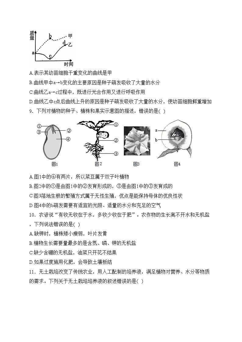 山东省菏泽市东明县2024-2025学年八年级上学期期中测试生物试卷(含答案)第3页