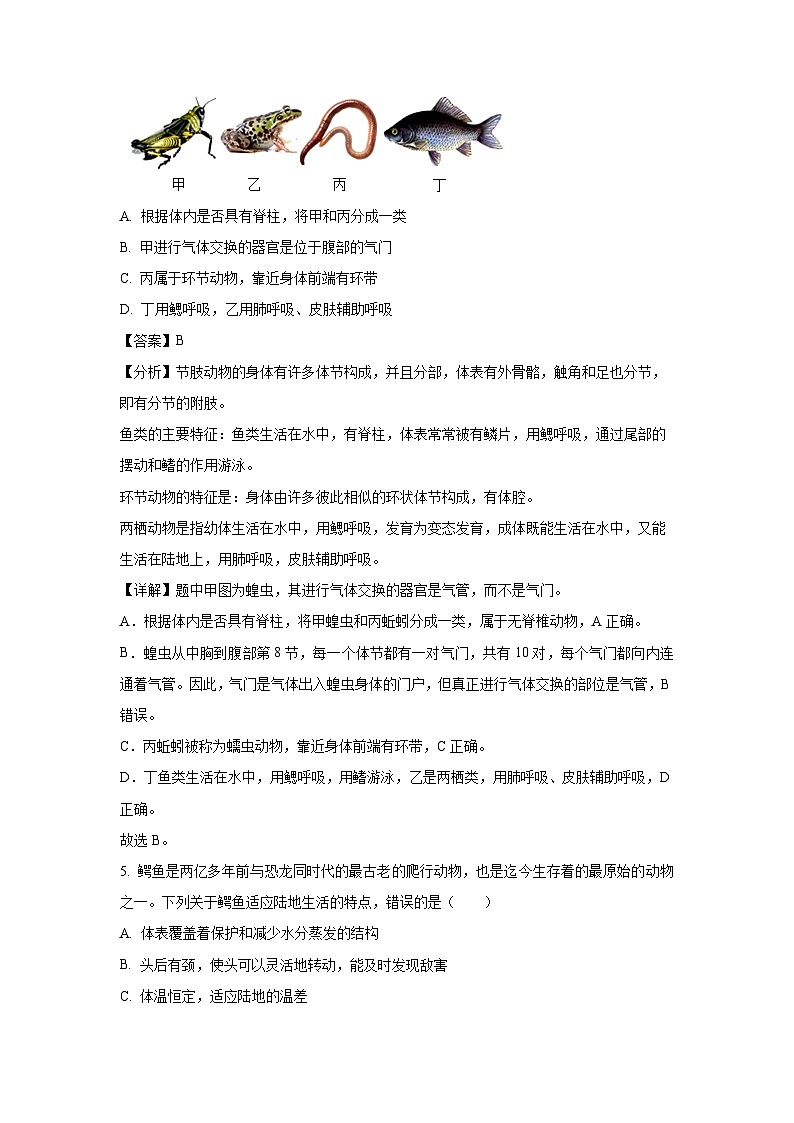 2023-2024学年云南省腾冲市第八中学八年级(上)期末复习测(二)生物试卷(解析版)第3页