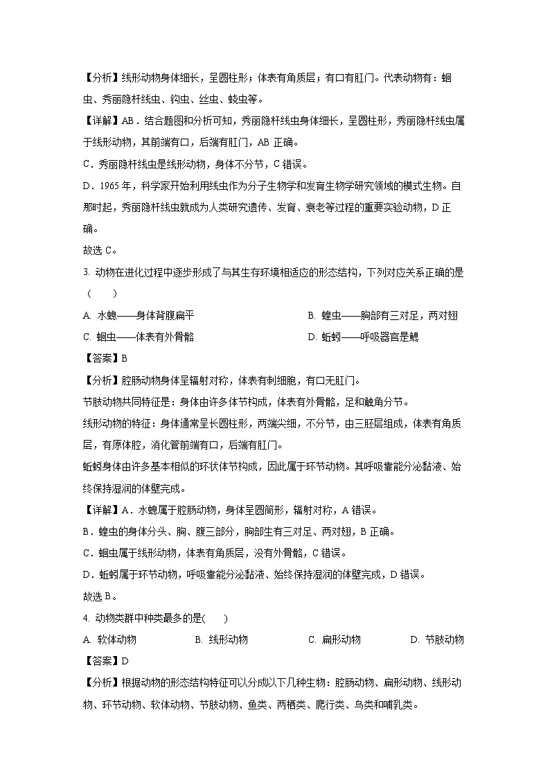 2023-2024学年云南省红河州建水实验中学八年级(上)10月月考生物试卷(解析版)第2页