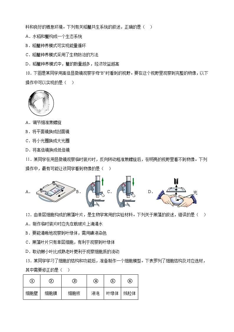 江苏省南通市2024-2025学年七年级上学期期中生物试题（含答案解析）第3页