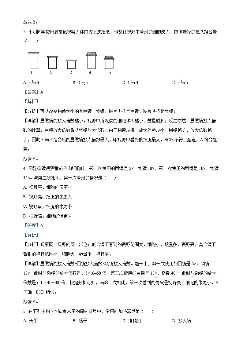 安徽省合肥市包河区大联考2024-2025学年七年级上学期期中生物试题（解析版）-A4第2页