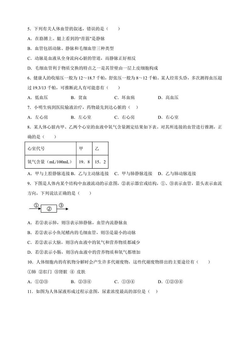 2024～2025学年江苏省泰州市姜堰区八年级(上)期中生物试卷(含解析)第2页