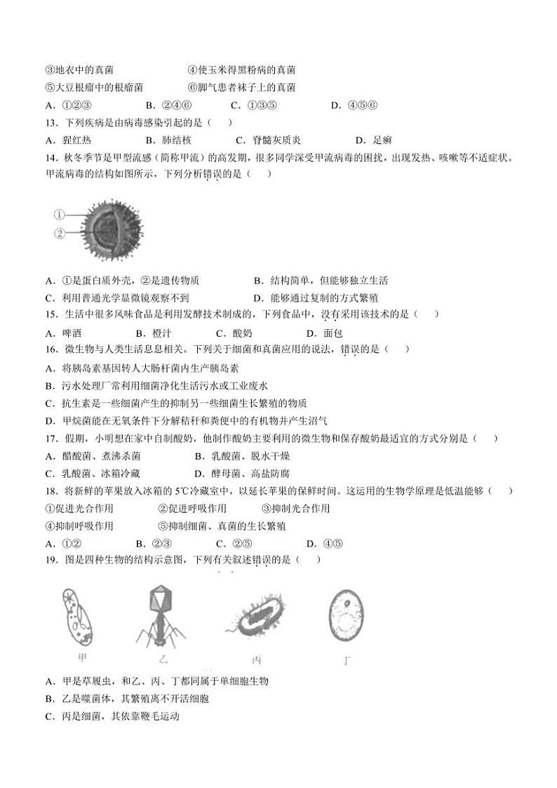 2024～2025学年江西省九江市柴桑区五校联考(月考)八年级(上)12月月考生物试卷(无答案)第3页