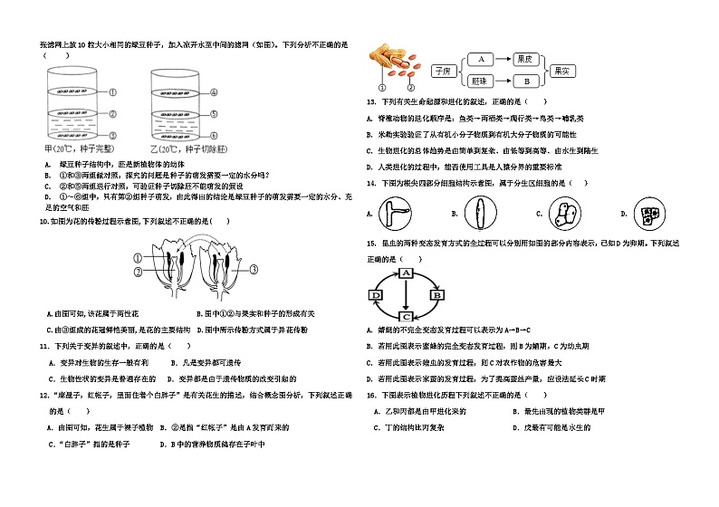 山东省乐陵市化楼镇中学2024-2025学年度第一学期第二次月考8年级生物试题第2页