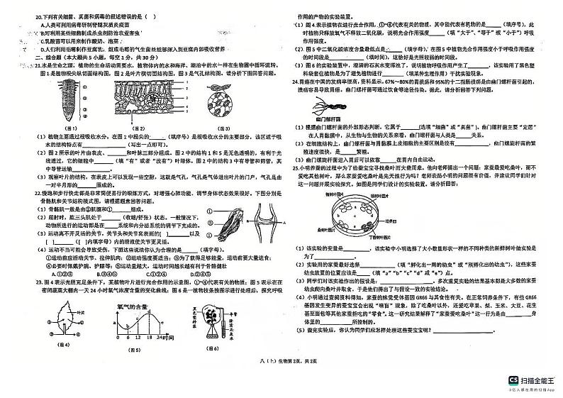 江西省吉安市吉安市八校联考2024-2025学年八年级上学期12月月考生物试题第2页