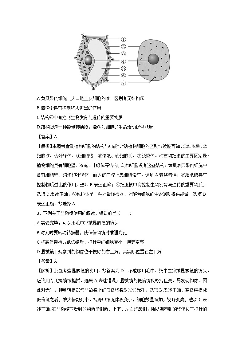 湖北省武汉市七年级(上)期末模拟卷生物试卷(解析版)第2页