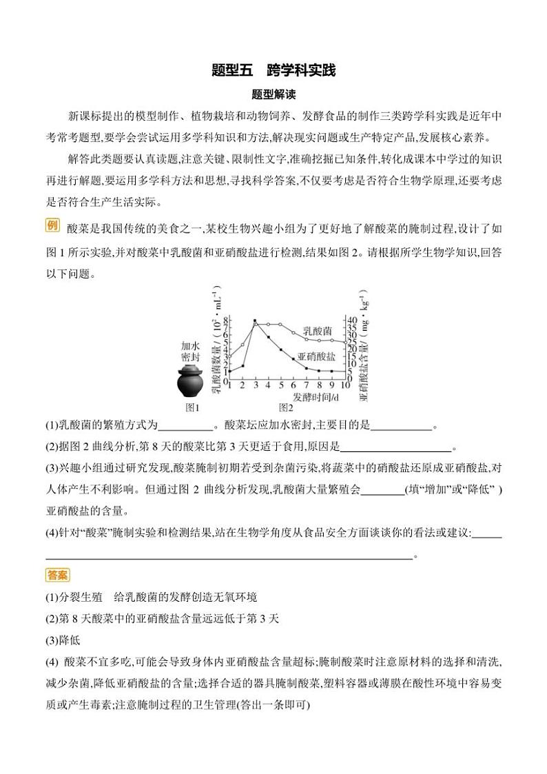 2025年中考生物学专题复习题型05　跨学科实践 （含答案）第1页