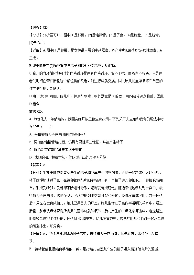 山东省济南市钢城区2023-2024学年七年级(上)期末生物试卷（解析版）第3页
