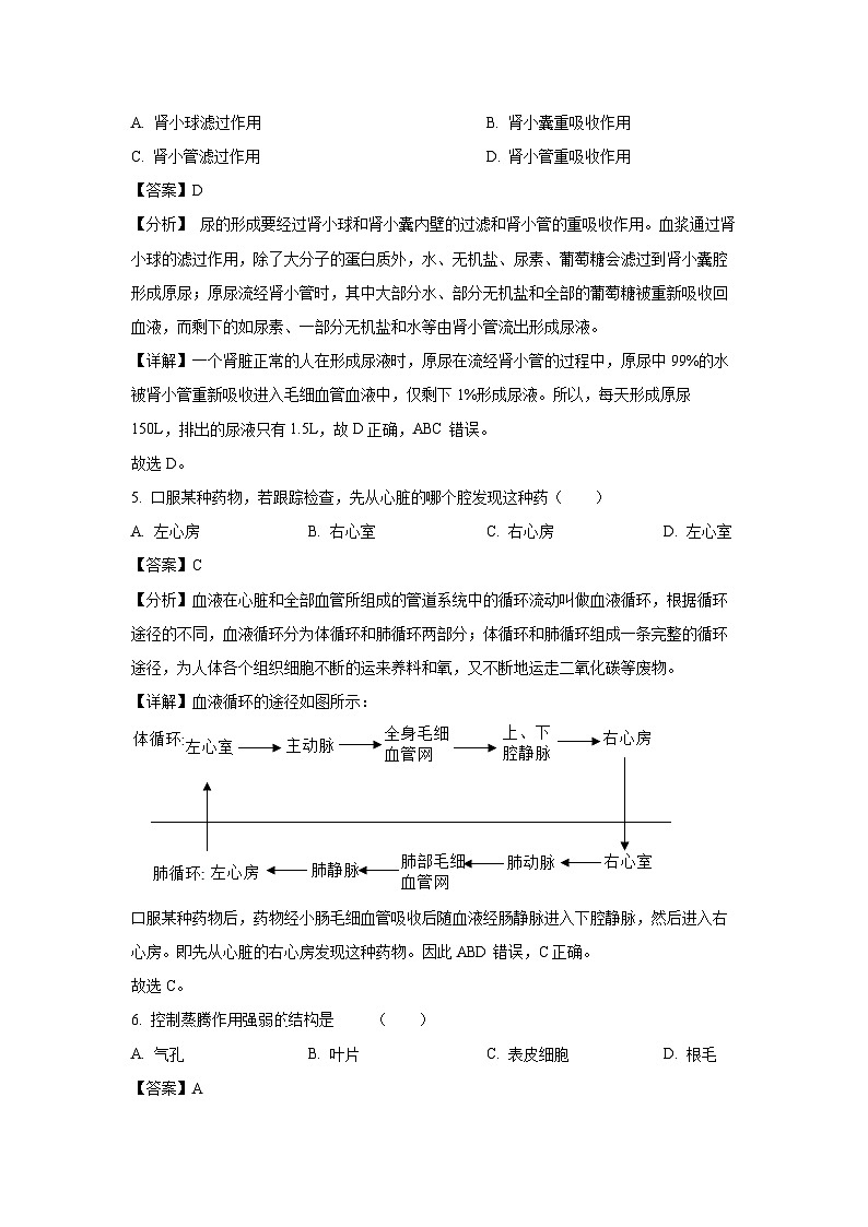 江苏省宿迁市新区教学共同体2023-2024学年八年级(上)期末生物试卷(解析版)第3页