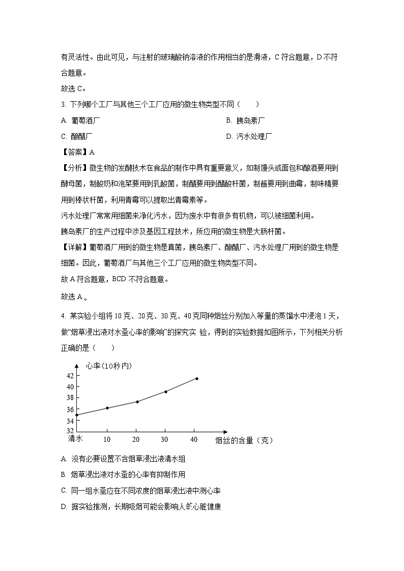 内蒙古鄂尔多斯市康巴什区2022-2023学年八年级(上)期末生物试卷(解析版)第2页