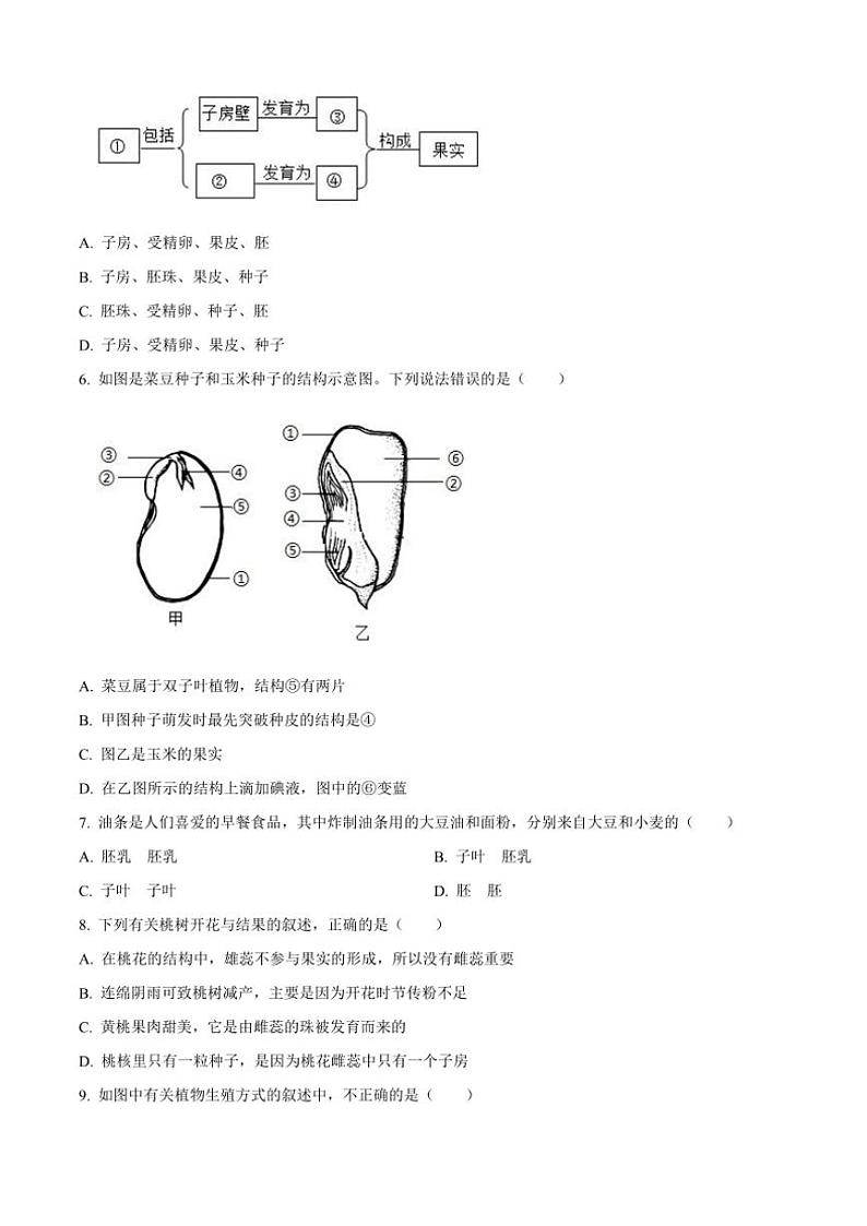 2024～2025学年江苏省徐州市东苑中学八年级(上)12月月考生物试卷(含答案)第2页